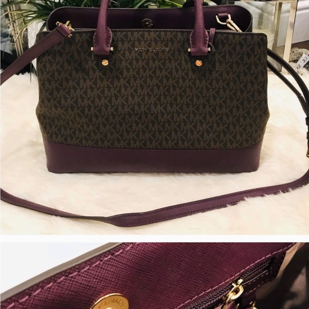 Michael Kors Olive and Plum Tote Bag